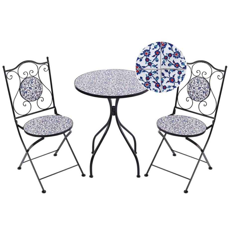 Ensemble bistrot Pliant CAMPRENA Métal Noir