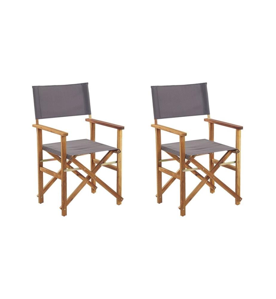 Lot de 2 chaises de jardin CINE Acacia Gris