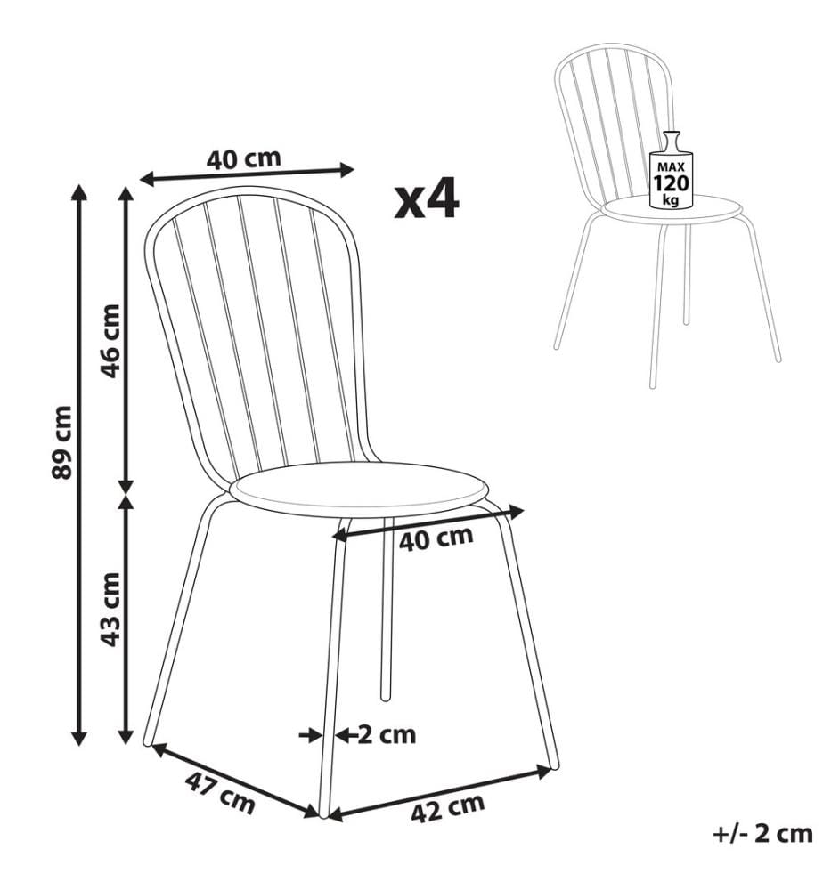Lot de 4 chaises de jardin CALVI Métal Bleu clair