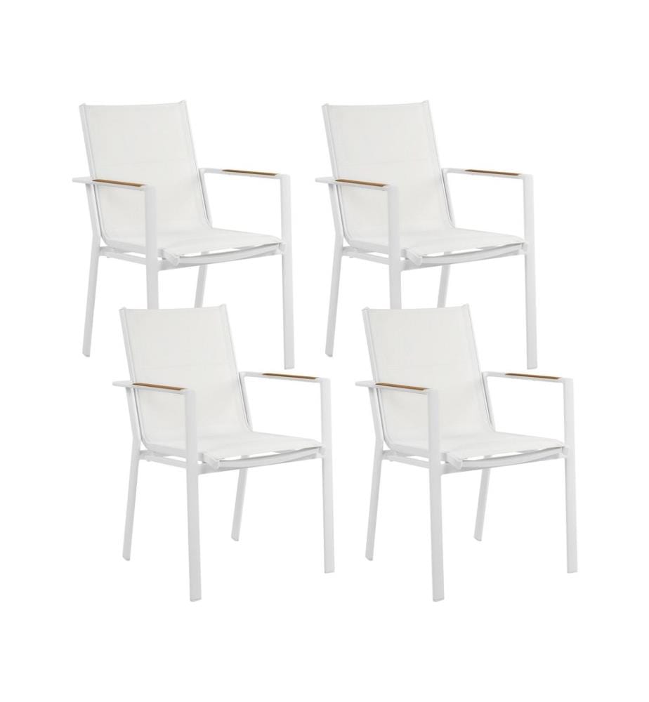 Lot de 4 chaises de jardin BUSSETO Métal Blanc