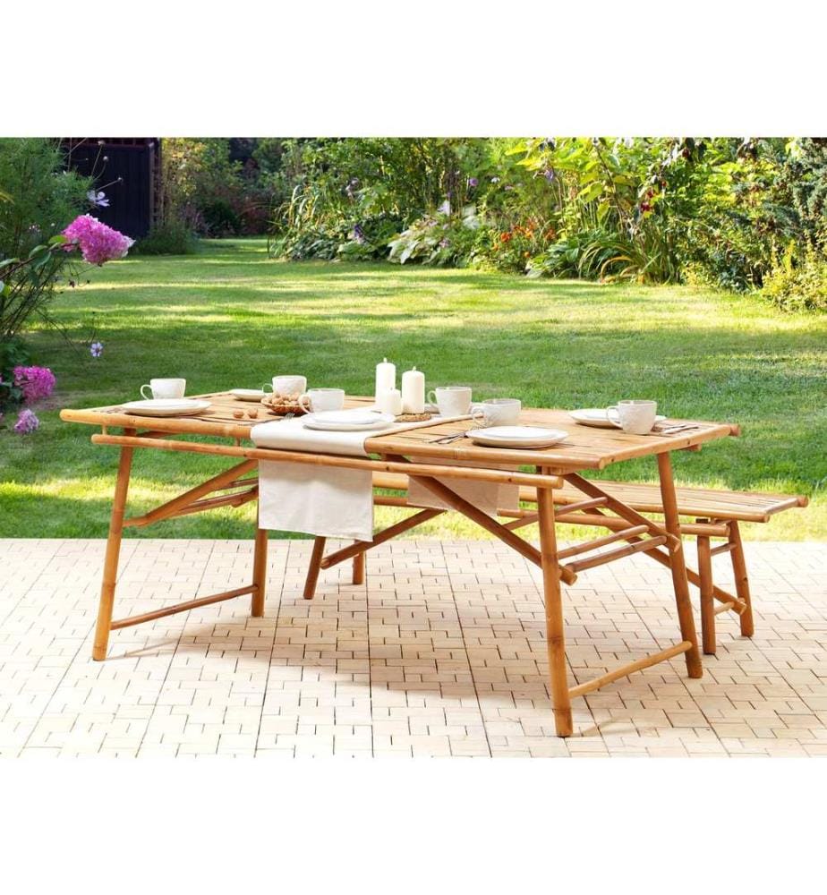 Table de salle à manger de jardin TINDARI 180 cm 90 cm Bambou Marron clair