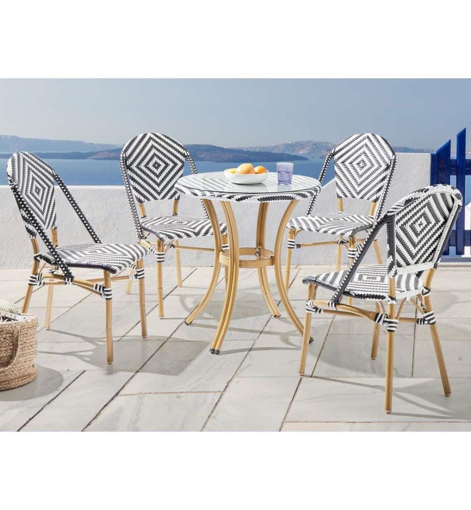 Table bistrot RIFREDDO 70 cm 70 cm Verre Noir