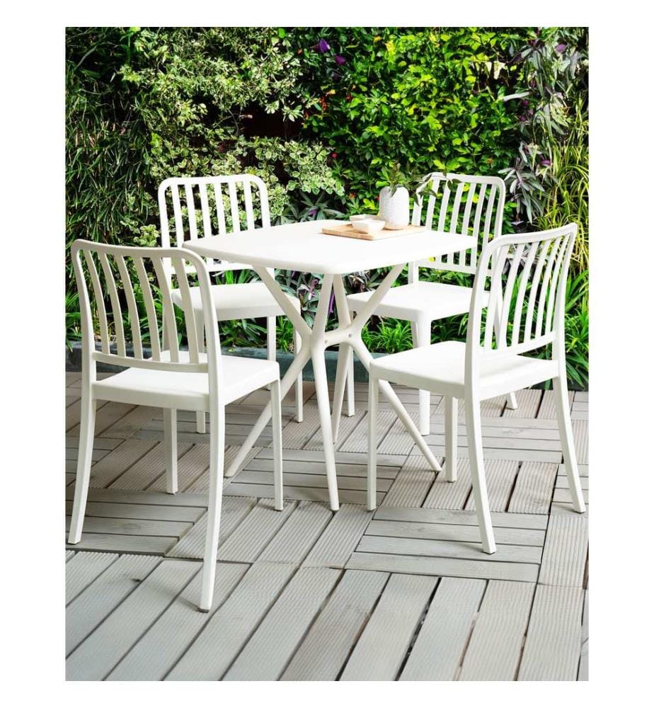 Lot de 4 chaises de jardin SERSALE Matière synthétique Blanc