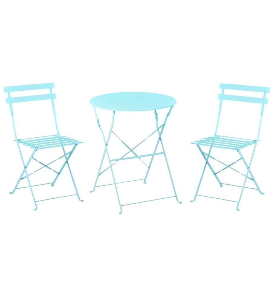 Ensemble bistrot Pliant FIORI Métal Turquoise