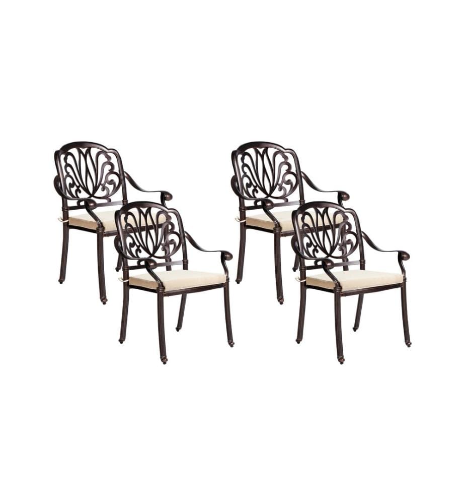 Lot de 4 chaises de jardin avec coussins ANCONA Métal Marron foncé