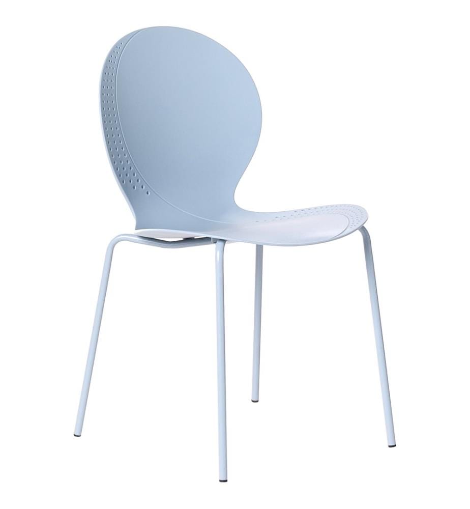 Lot de 4 chaises de jardin MILOS Empilable Bleu clair