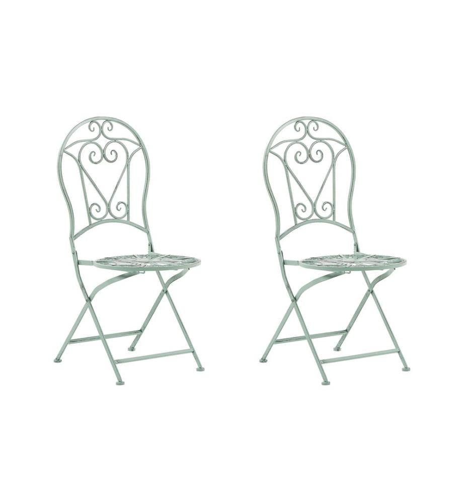 Lot de 2 chaises de jardin TRENTO Métal Vert clair