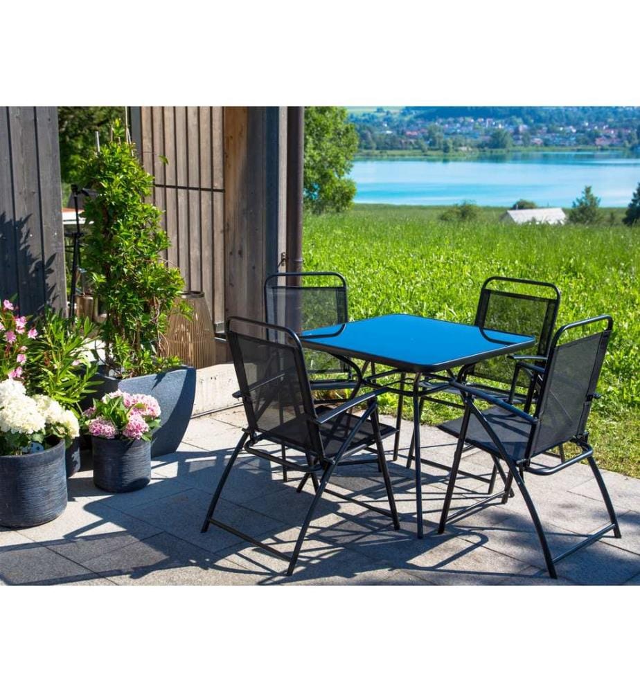 Table bistrot LIVO 80 cm 80 cm Verre Noir