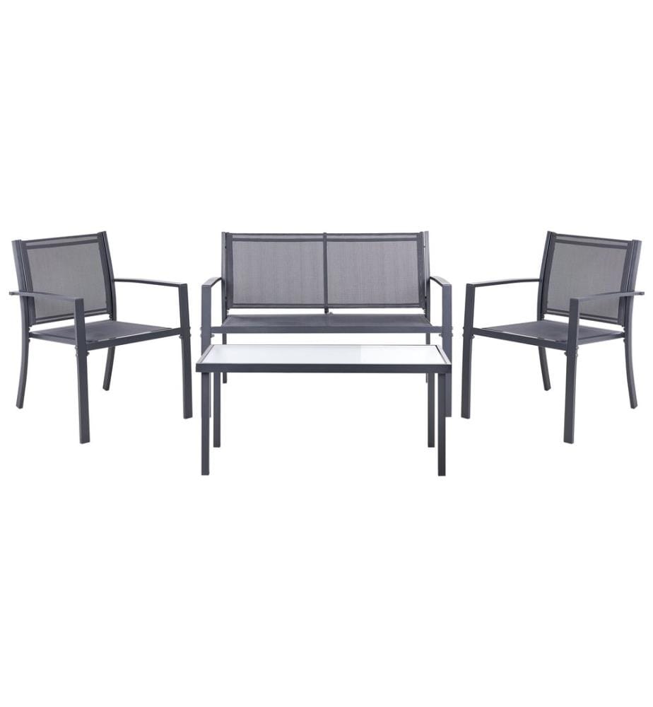 Ensemble de salon de jardin avec table 4 places TAVOLETO Métal Gris foncé