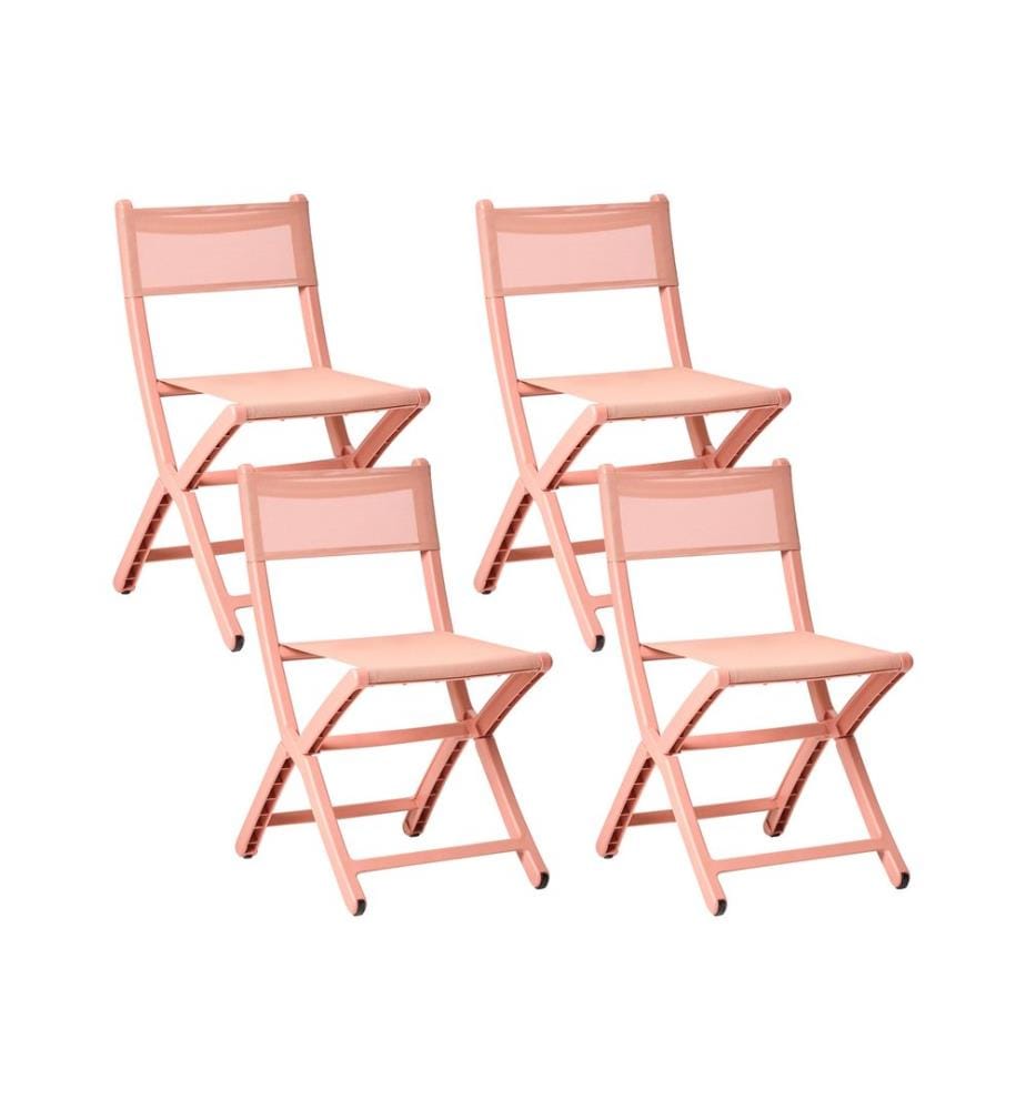 Lot de 4 chaises de jardin TALCA Pliant Corail
