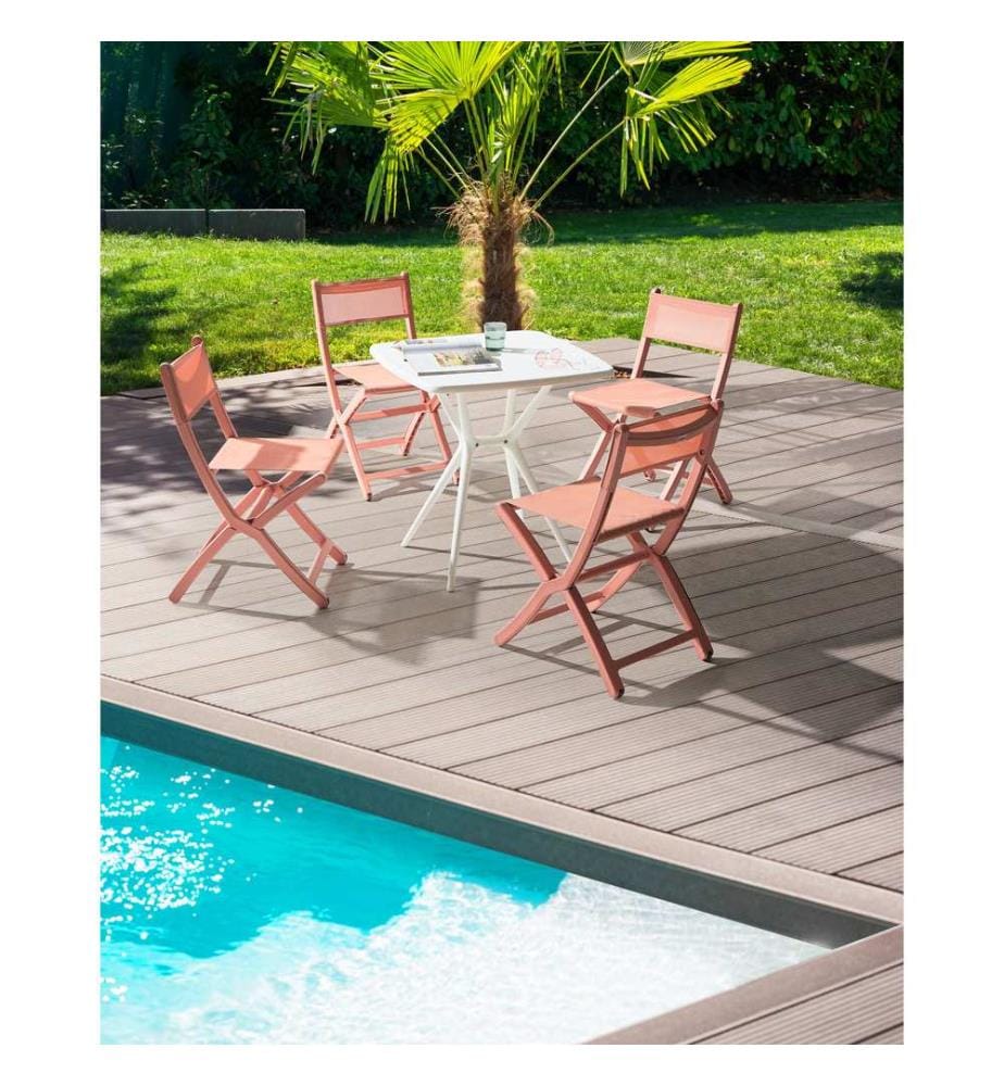 Lot de 4 chaises de jardin TALCA Pliant Corail