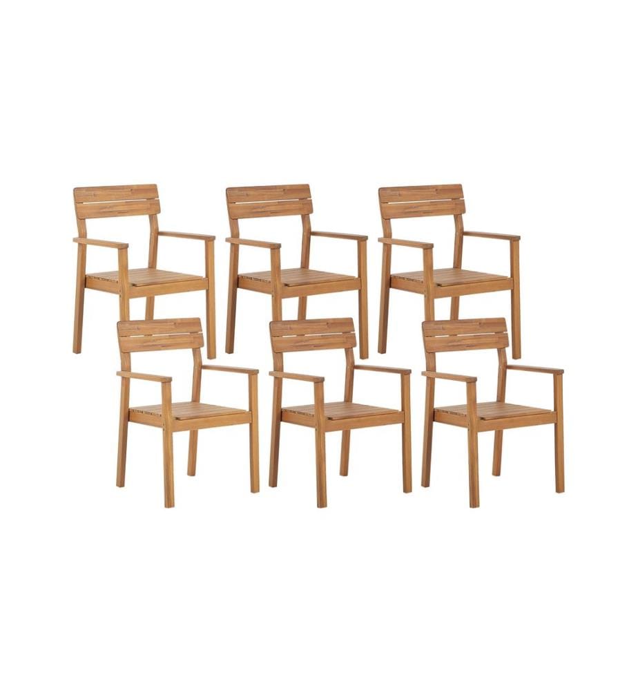 Lot de 6 chaises de jardin FORNELLI Acacia Marron