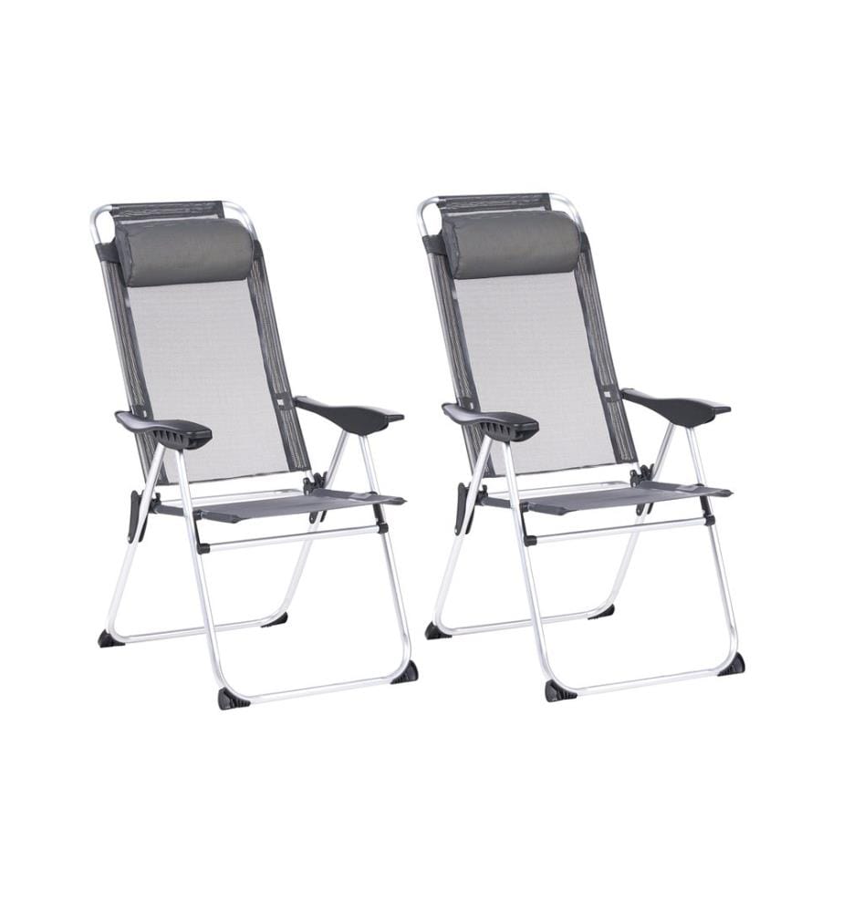 Lot de 2 chaises de jardin ASINE Pliant Métal Gris