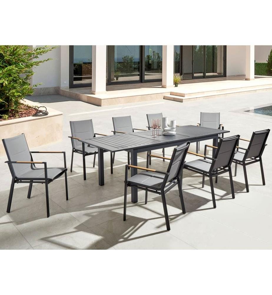 Table de salle à manger de jardin extensible SKALOMA 180/240 cm 90 cm Métal Gris foncé