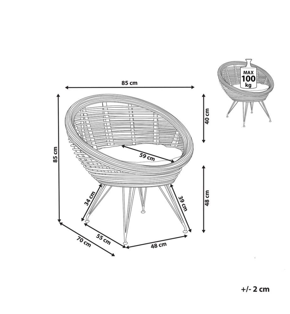 Chaise de jardin MARATEA Rotin Naturel