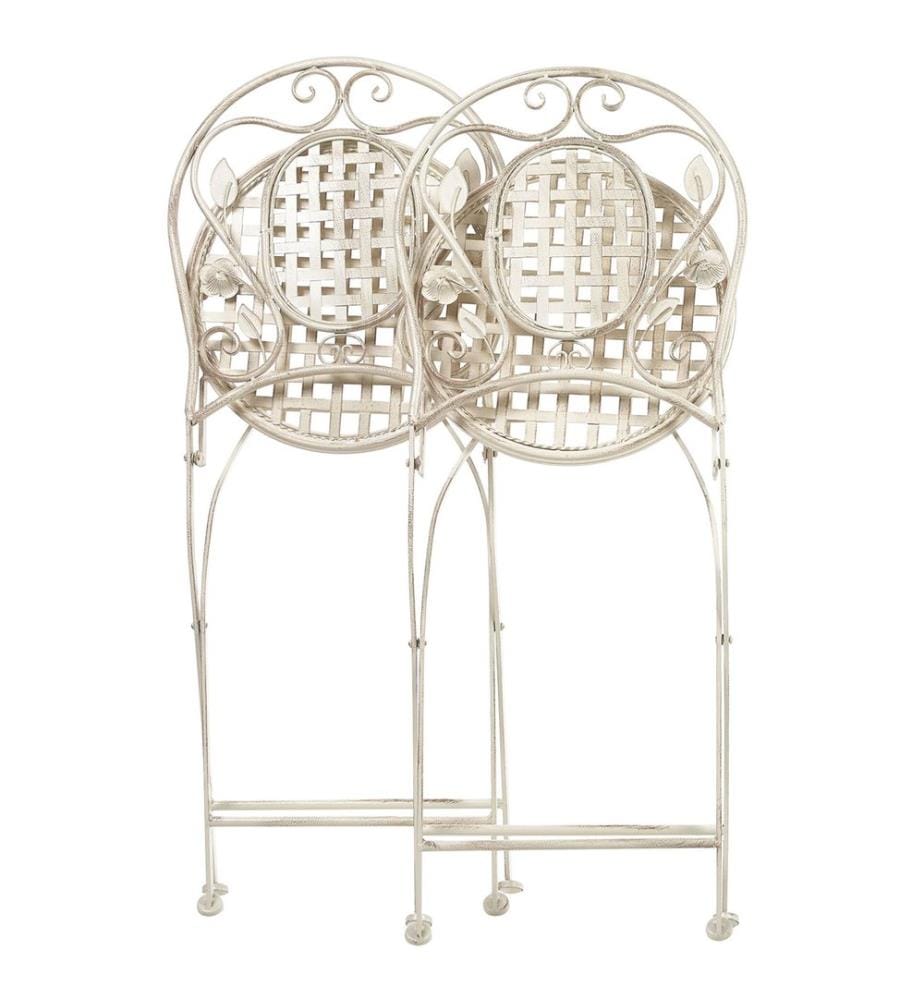 Lot de 2 chaises de jardin BIVIO Pliant Métal Blanc cassé