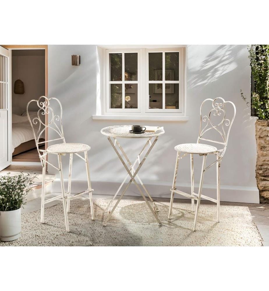 Ensemble bar de jardin Pliant TRIESTE Métal Beige clair