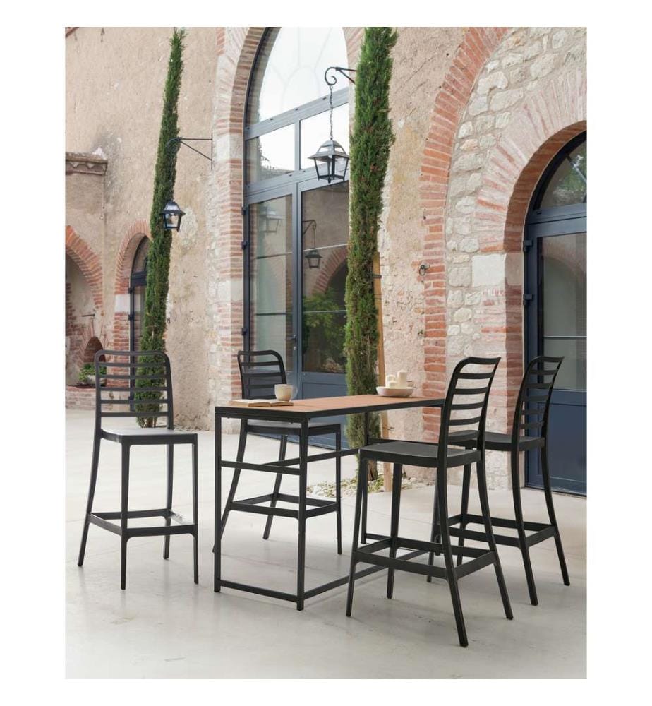 Lot de 4 chaises de bar SECEDA Matière synthétique 2 en 1 Noir