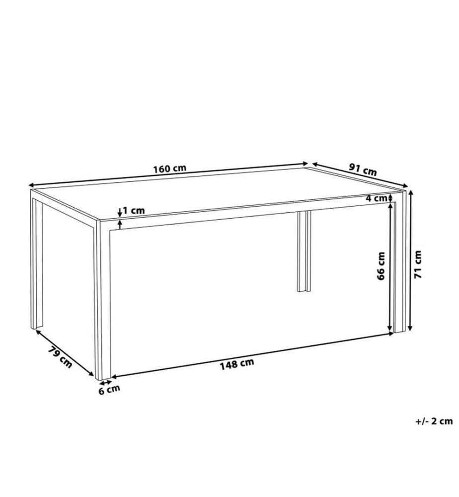 Table de salle à manger de jardin CATANIA 160 cm 91 cm Verre Beige