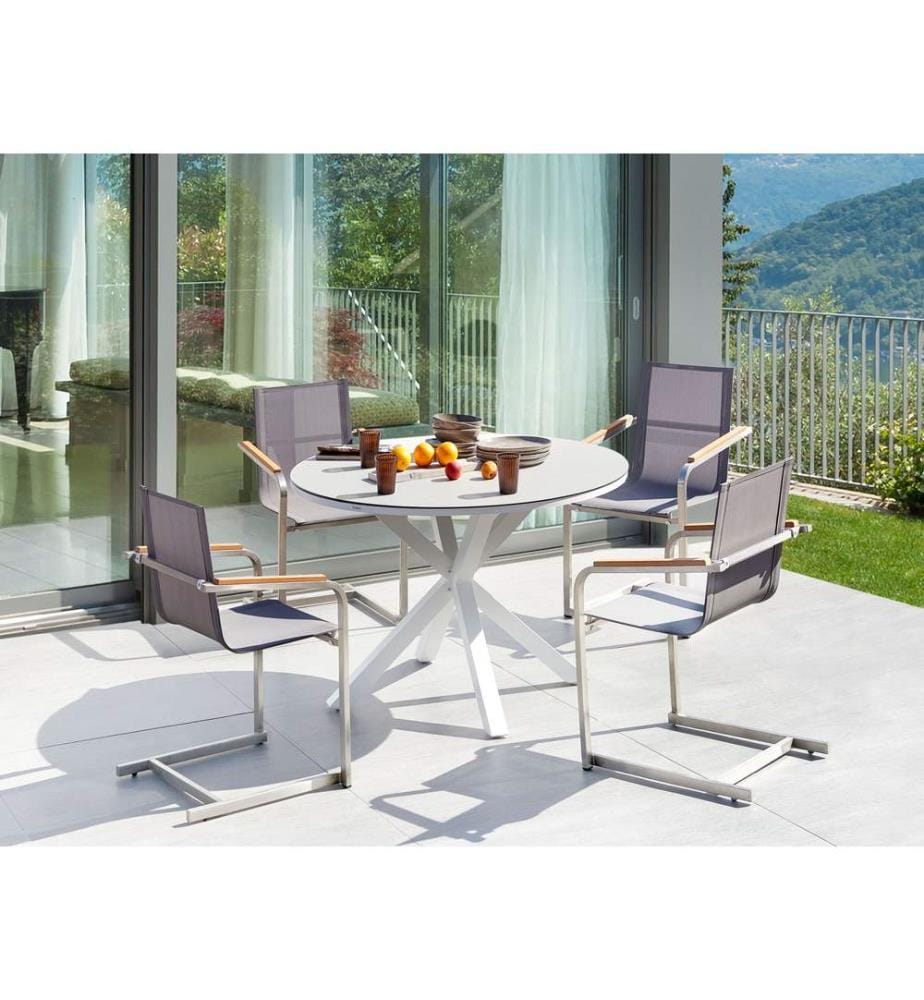 Salle à manger de jardin 4 places MALETTO/COSOLETO Métal Taupe