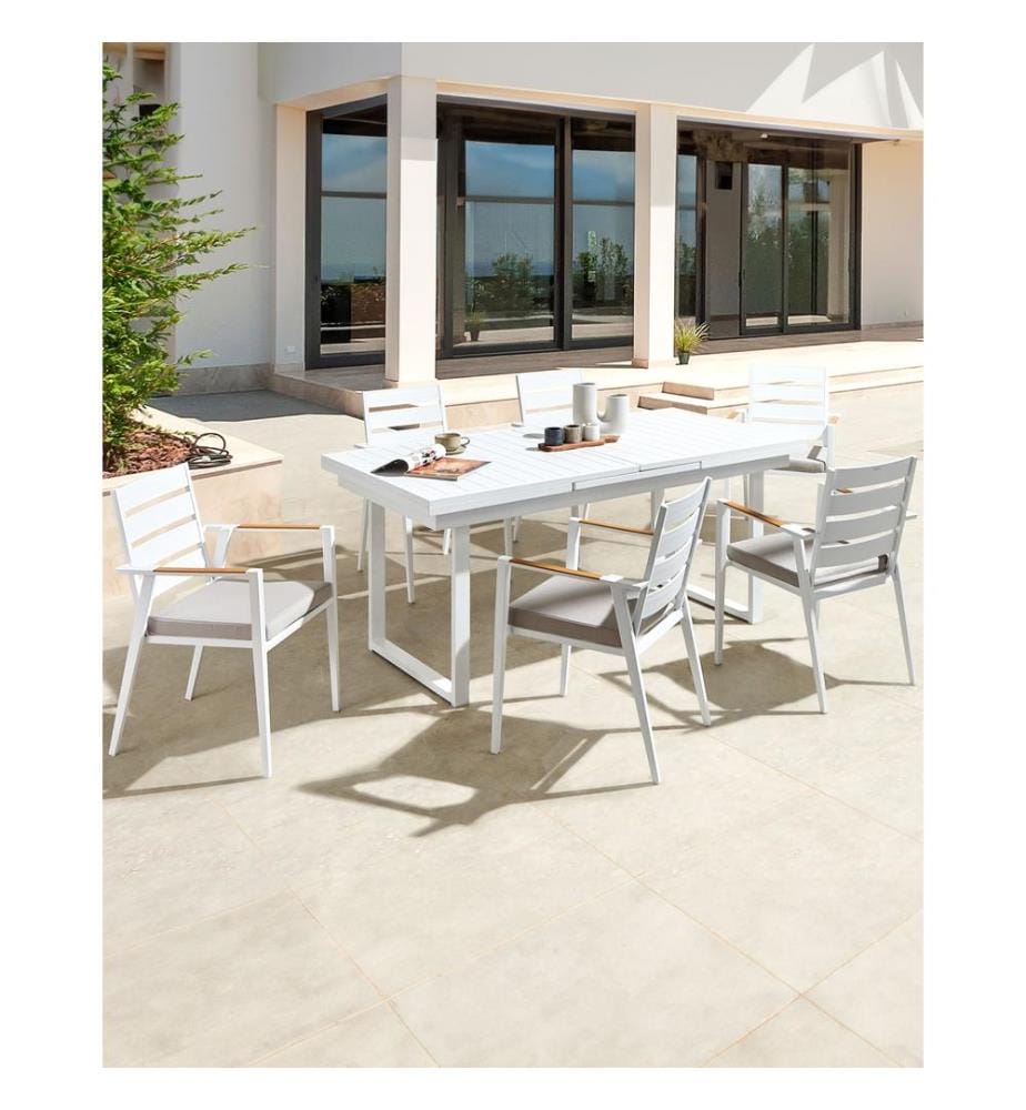Lot de 6 chaises de jardin avec coussins TAVIANO Métal Gris