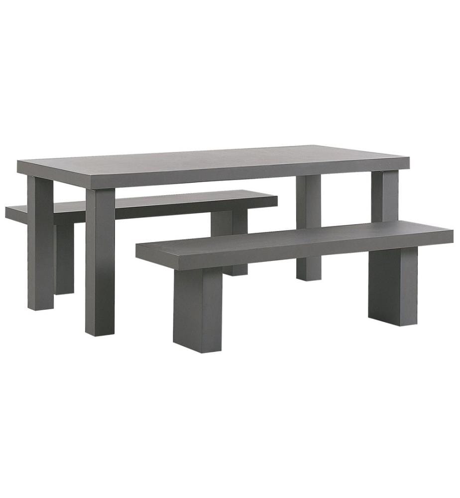 Salle à manger de jardin avec bancs 4 places TARANTO Béton Gris