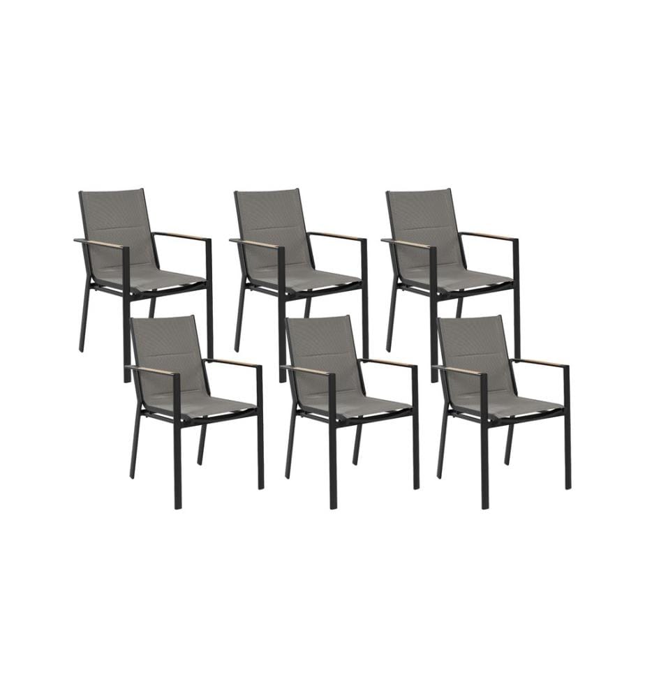 Lot de 6 chaises de jardin BUSSETO Métal Noir