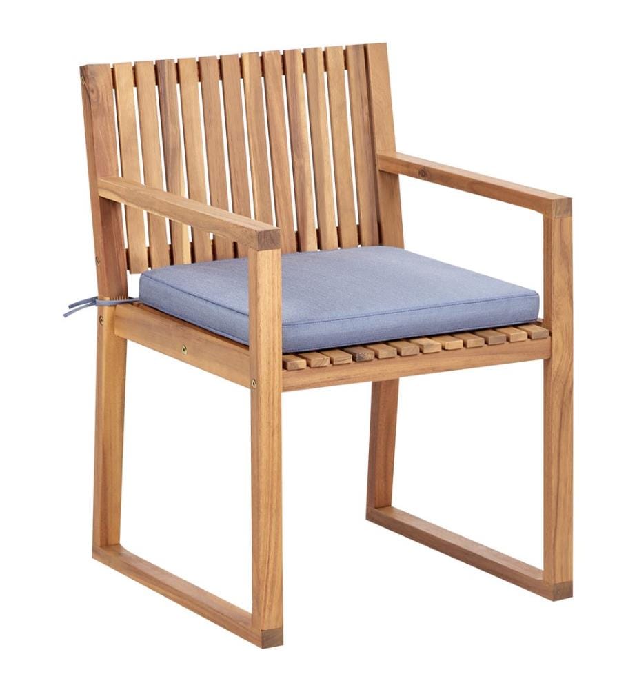 Lot de 8 chaises de jardin avec coussins SASSARI II Bois d'acacia certifié Bleu