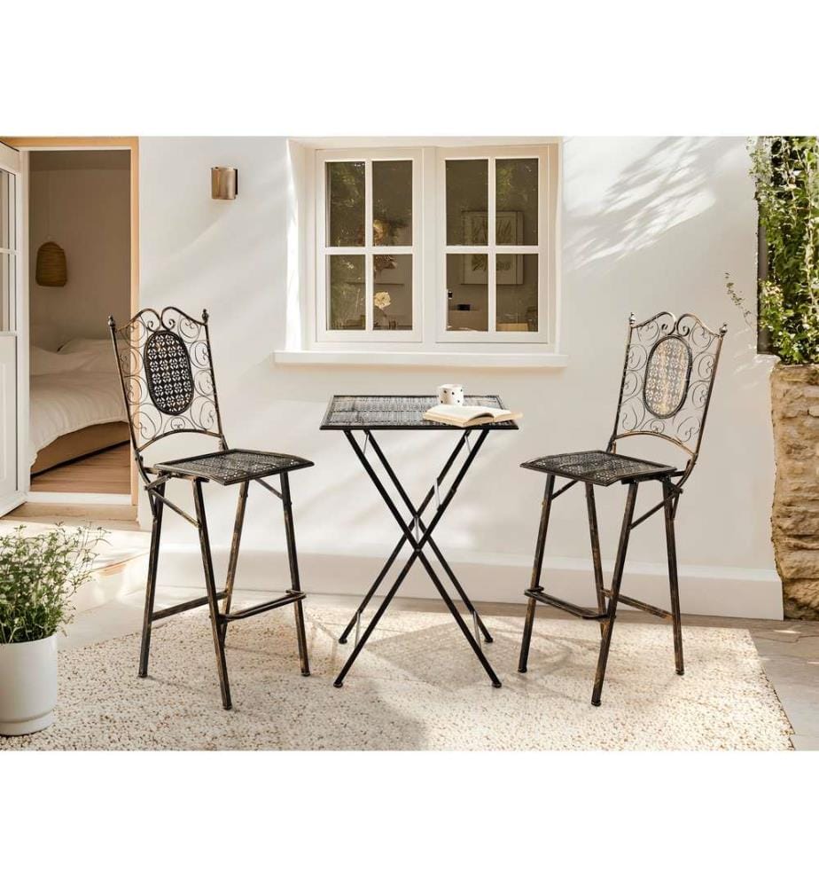 Table de bar de jardin BORMIO 60 cm 60 cm Métal Noir
