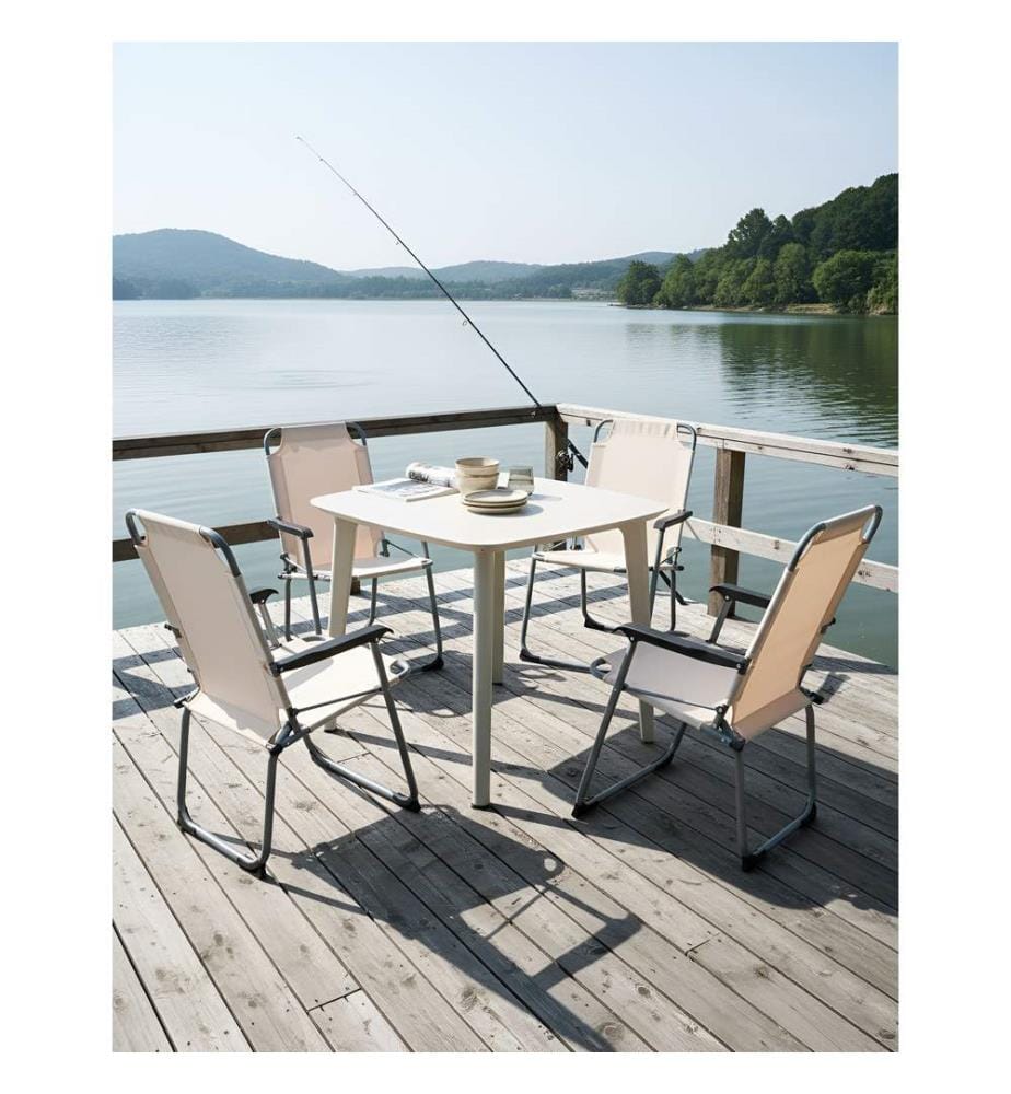 Lot de 4 chaises de jardin GALATSI Pliant Métal Beige
