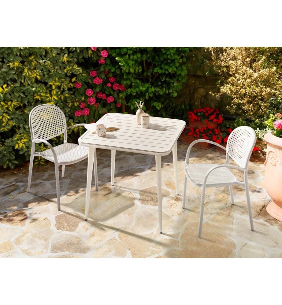 Table de salle à manger de jardin NATURNO 80 cm 80 cm Métal Beige clair