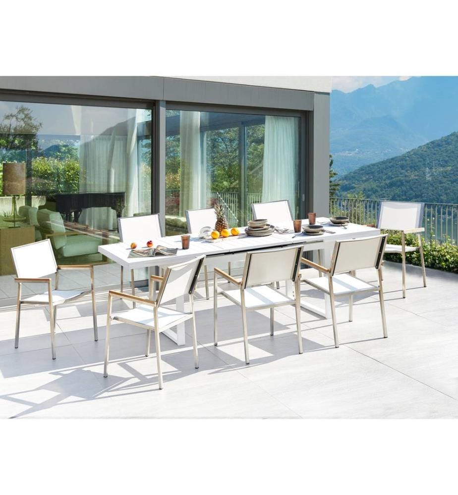 Salle à manger de jardin 8 places VALCANETTO/GROSSETO Métal Blanc