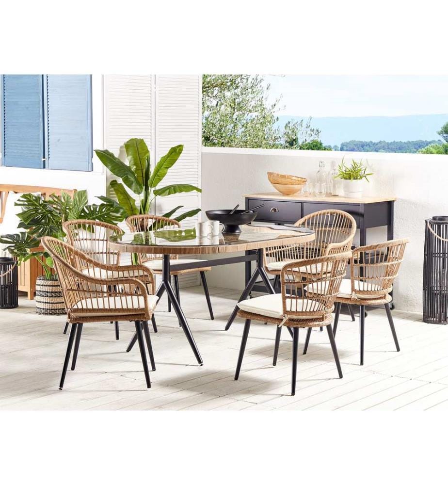 Salle à manger de jardin 6 places ALIANO II avec coussins Beige