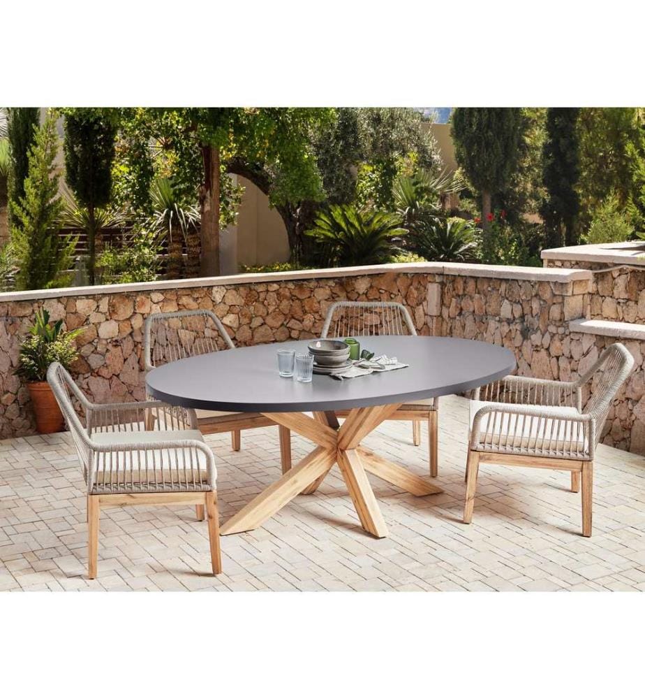 Table de salle à manger de jardin ORISTANO 190 cm 100 cm Béton Gris