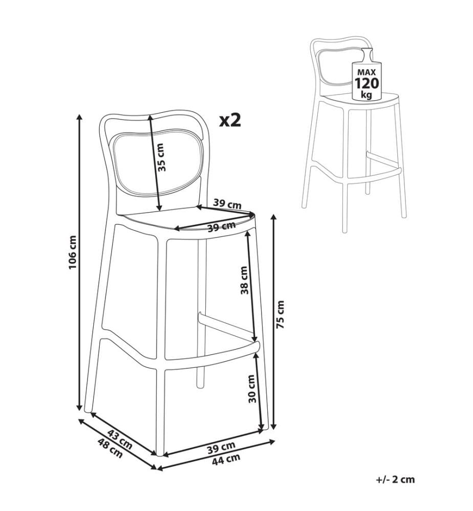Lot de 2 chaises de bar de jardin CELLENO Noir