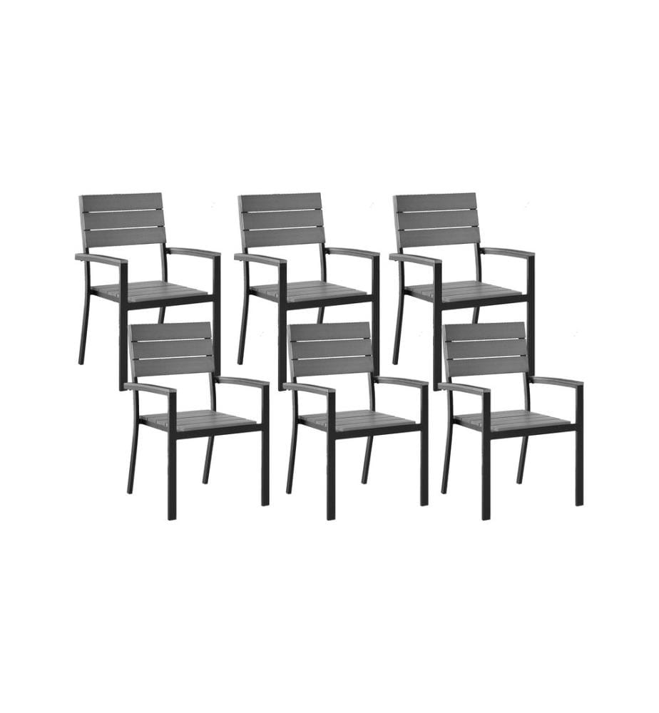 Lot de 6 chaises de jardin COMO Gris