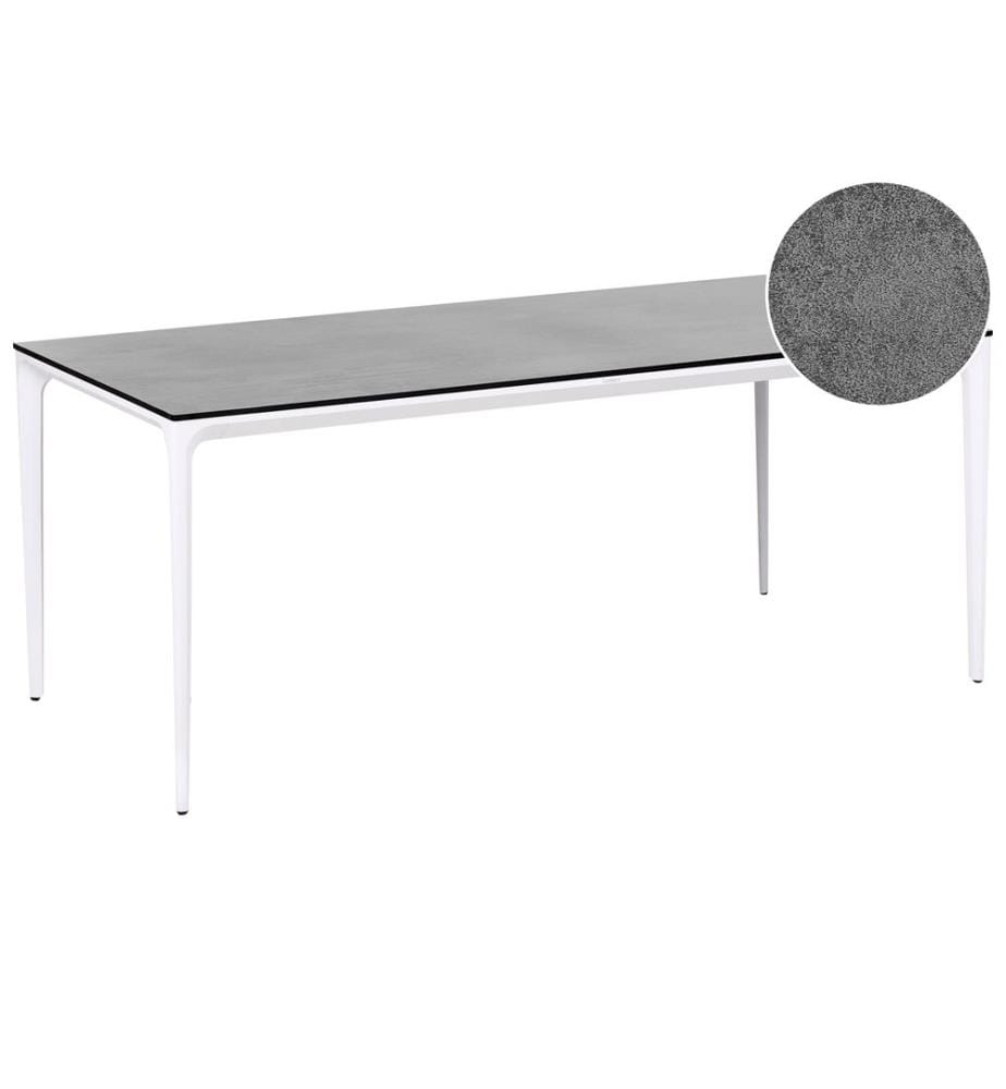 Table de salle à manger de jardin SOVARETO 180 cm 90 cm Effet pierre Gris foncé