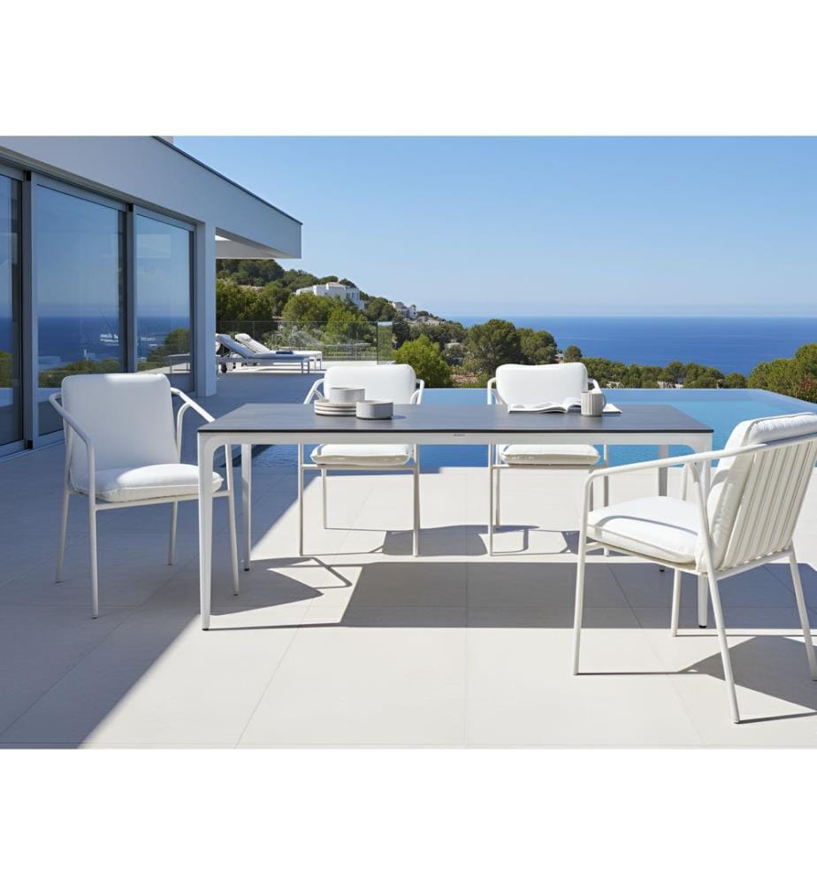 Table de salle à manger de jardin SOVARETO 180 cm 90 cm Effet pierre Gris foncé