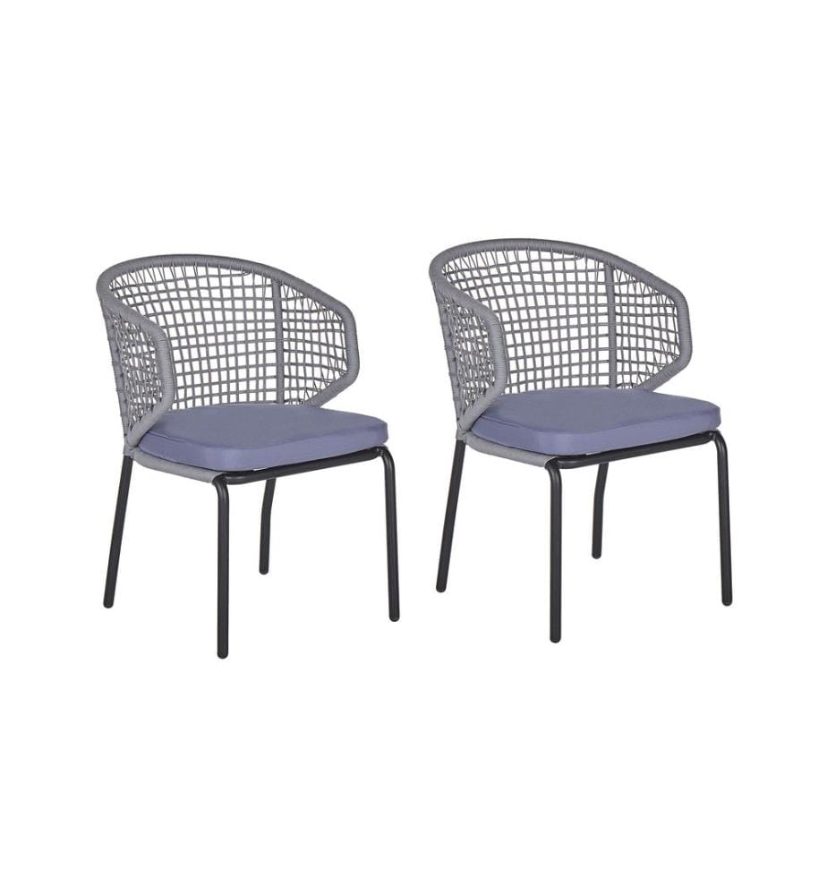 Lot de 2 chaises de jardin avec coussins PALMI Métal Gris