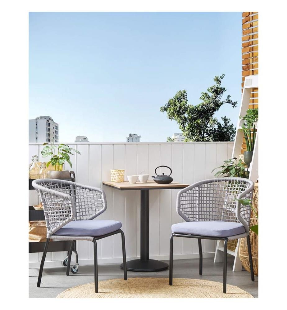 Lot de 2 chaises de jardin avec coussins PALMI Métal Gris
