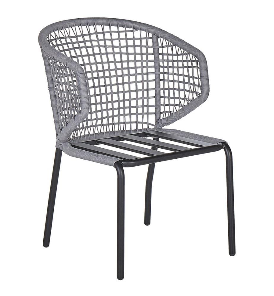 Lot de 2 chaises de jardin avec coussins PALMI Métal Gris