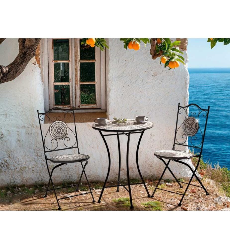 Ensemble bistrot Pliant COMISO Métal Noir/blanc