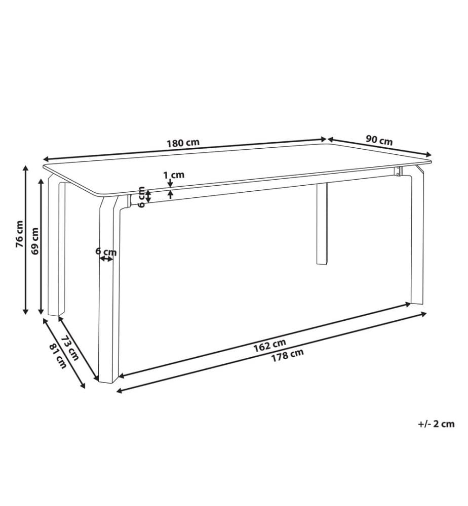 Table de salle à manger de jardin FELETTO 180 cm 90 cm Pierre Marbre blanc
