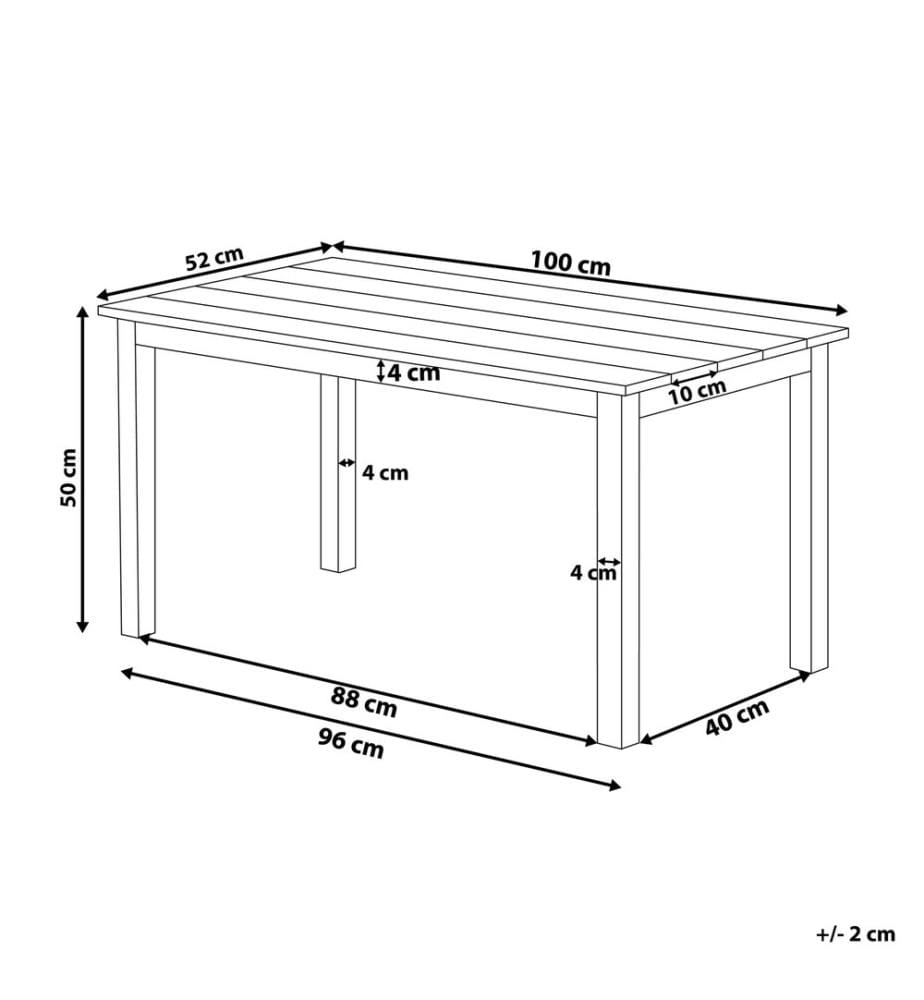 Table de salle à manger de jardin MESSINA 100 cm 52 cm Blanc