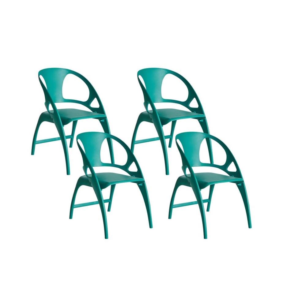 Lot de 4 chaises de jardin NEMI Pliant Bleu paon