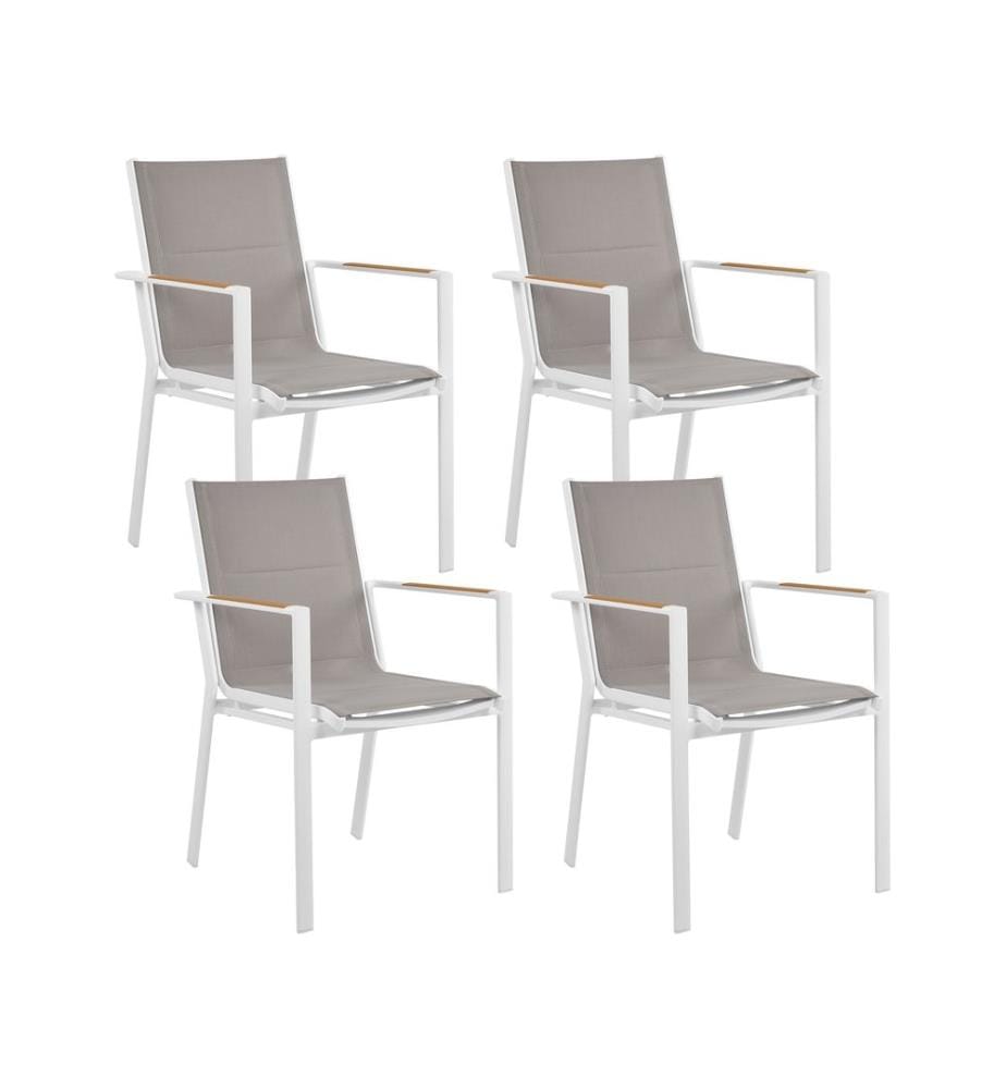 Lot de 4 chaises de jardin BUSSETO Métal Gris