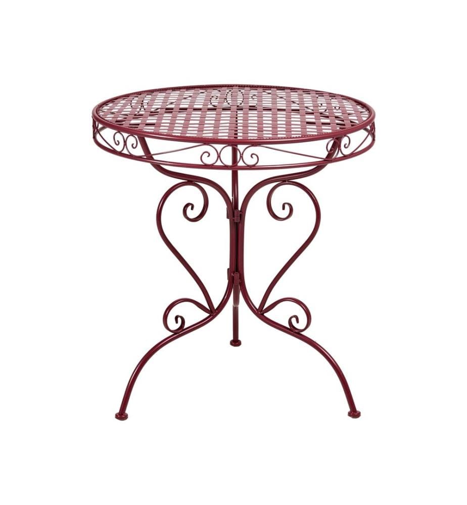 Table bistrot ALBINIA 70 cm 70 cm Métal Rouge Bordeaux