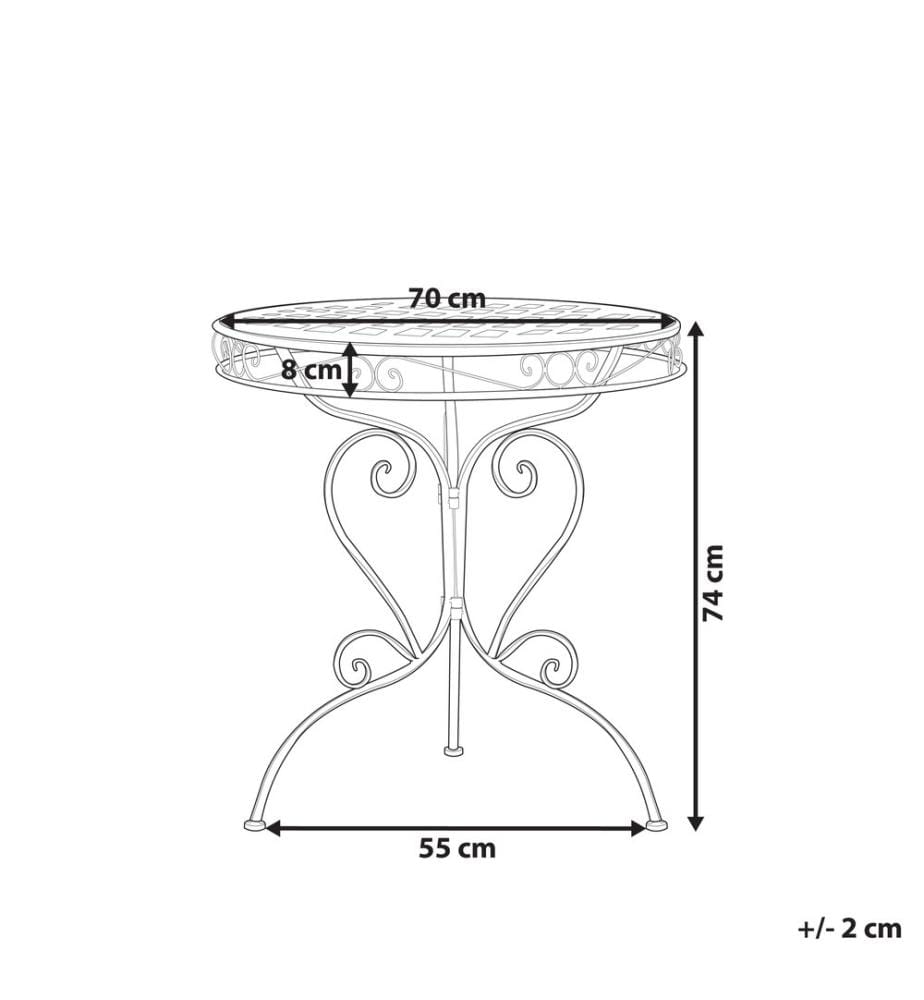 Table bistrot ALBINIA 70 cm 70 cm Métal Rouge Bordeaux