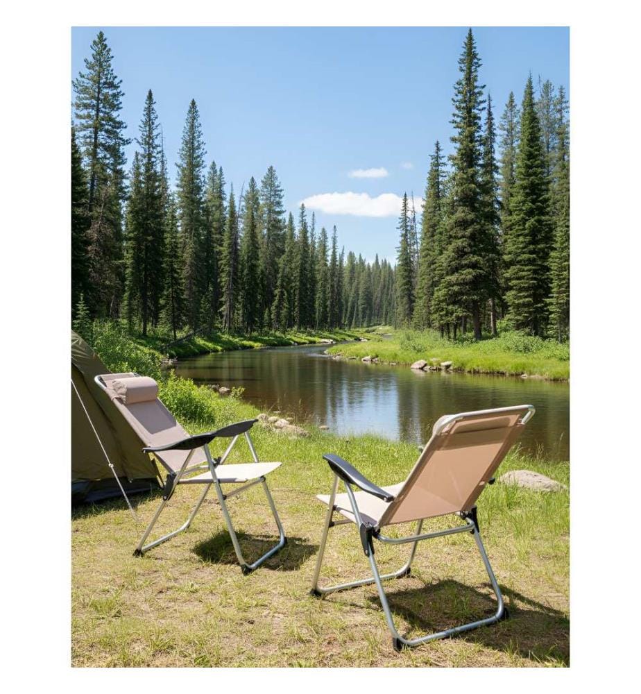 Lot de 2 chaises de jardin ASINE Pliant Métal Beige