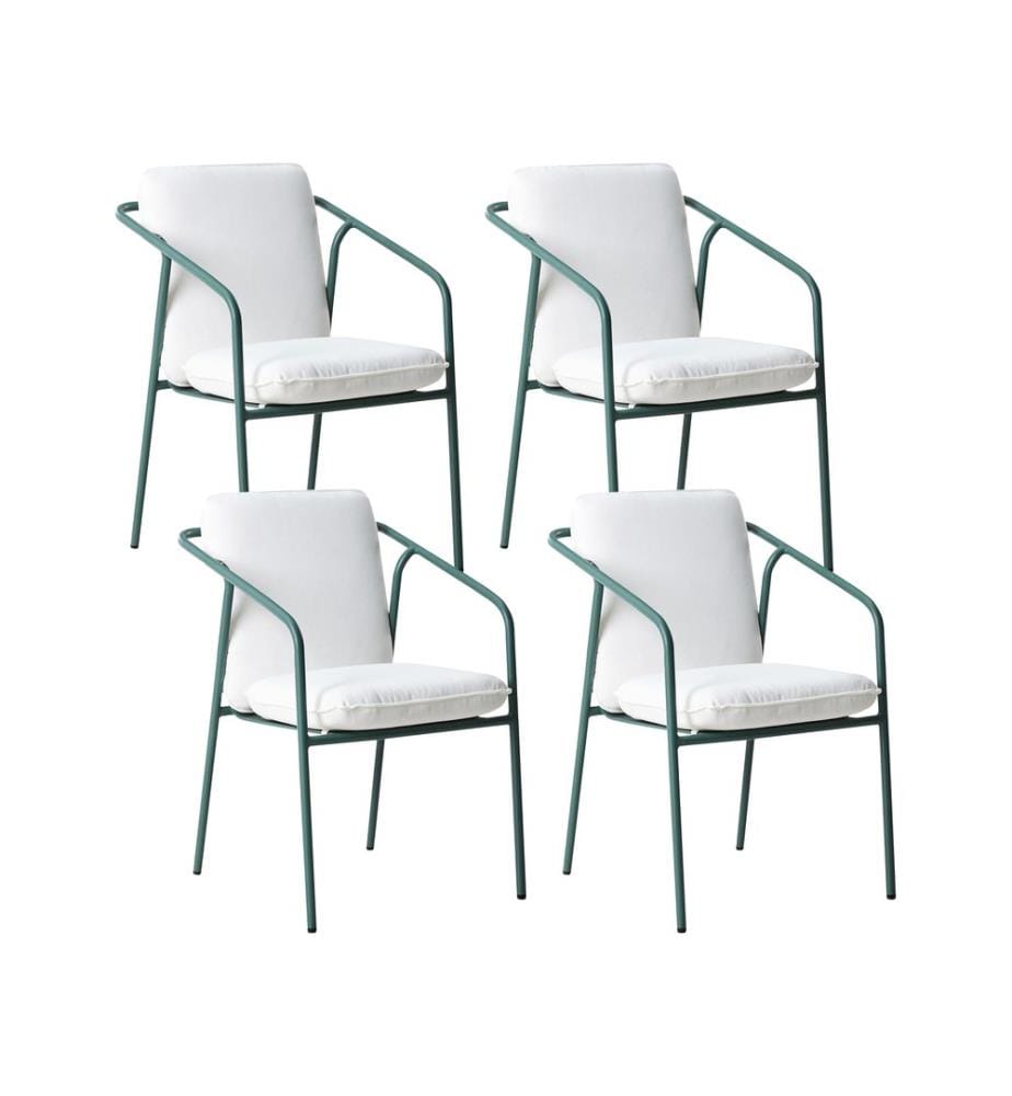 Lot de 4 chaises de jardin avec coussins ASCIANO Métal Vert